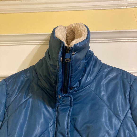 Women's Kenneth Cole Quilted Winter Jacket Faux Shearling Lined Blue Size M Snow - Picture 7 of 17